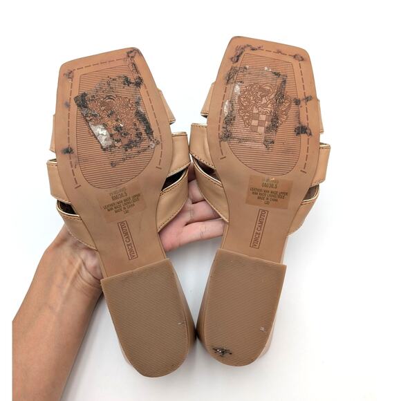 Vince Camuto Selaries Block Heel Slide Sandals Women's Tan Size US6 EU36.5 - Picture 8 of 12